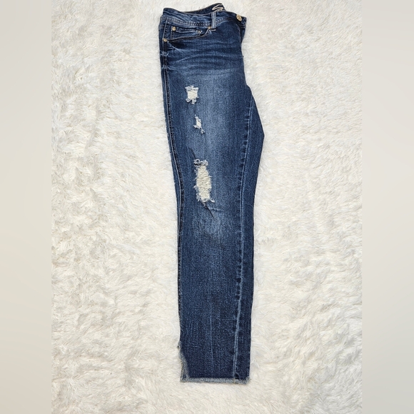 Seven7 Size 10 High Rise Ankle Legging Distressed Cuff Jeans - Picture 4 of 11